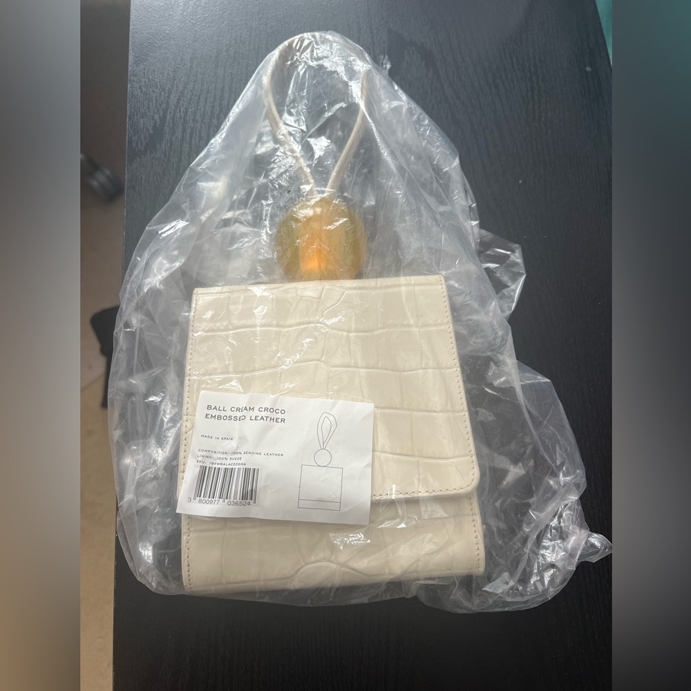 BY FAR Cream Mini Bag with Elegant Golden Detail